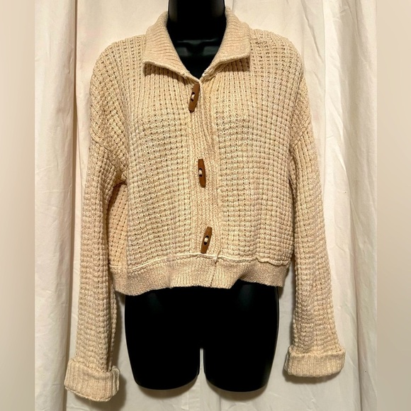 Free People Sweaters - Free People Micah Cardi Ivory Combo Sz Small W/Toggle Buttons